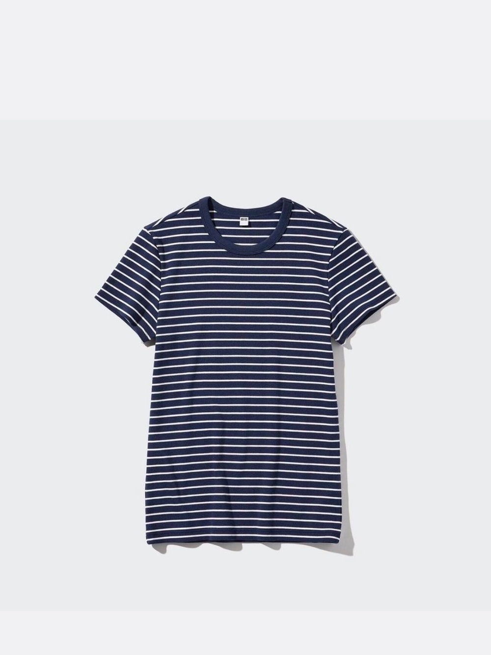 Uniqlo Navy and White Striped Crewneck Tee